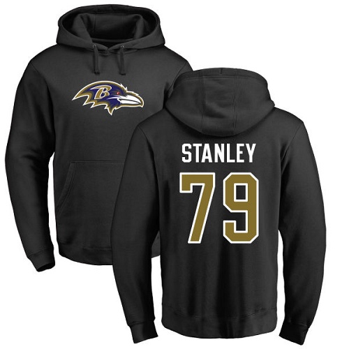 Men Baltimore Ravens Black Ronnie Stanley Name and Number Logo NFL Football #79 Pullover Hoodie Sweatshirt->baltimore ravens->NFL Jersey